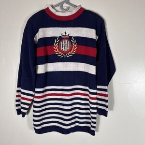 Vintage John Henry Knit Sweater Women's Boating Sailor Red White‎ Blue L